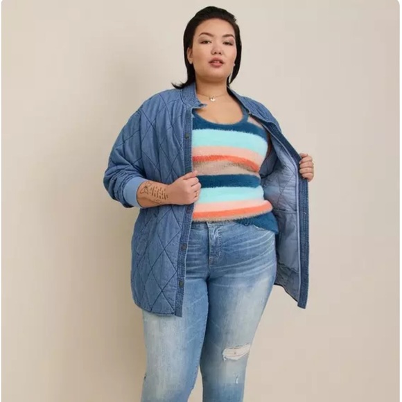 Torrid stripe multi Eyelash Pullover Cami Sweater size 6X - Picture 3 of 8